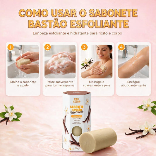 Como usar o sabonete esfoliante em bastão Pink Color no banho
